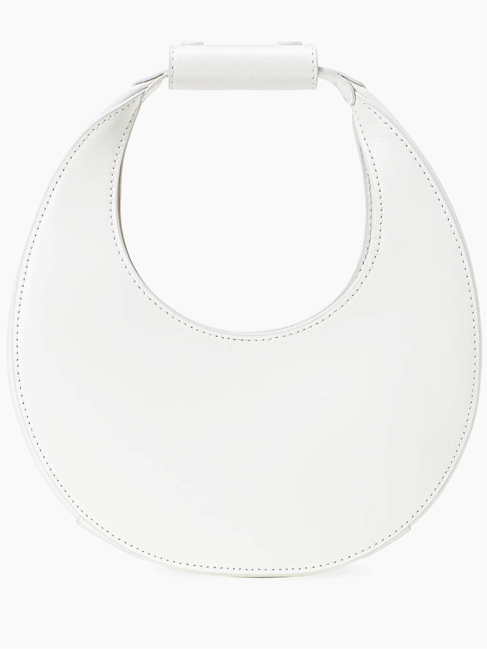 STAUD Crescent Mini Moon Leather Bag White